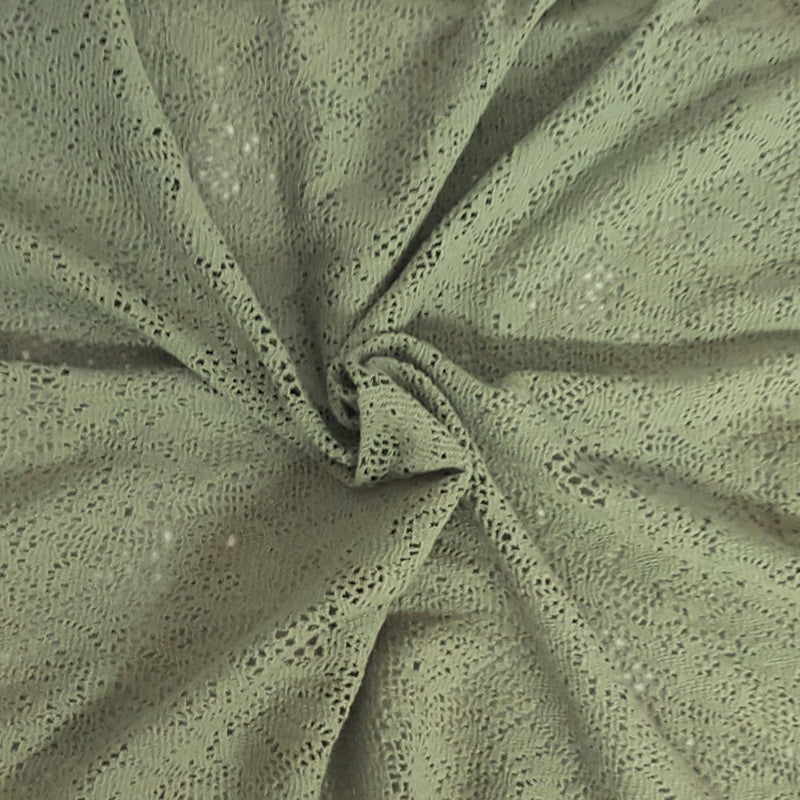 1 Yard Sage Cotton Crochet Knit Lace Fabric for Tops, Dresses, and DIY Sewing Projects