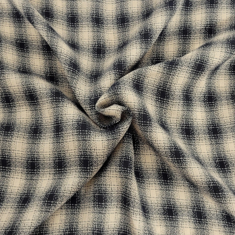 Plaid Rayon Blend Black Khaki