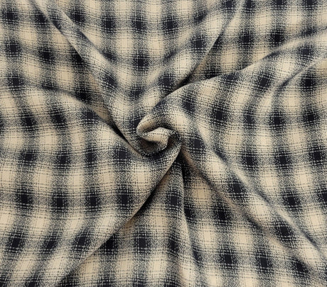 Plaid Rayon Blend Black Khaki