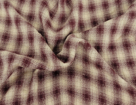 Plaid Rayon Blend Wine Khaki