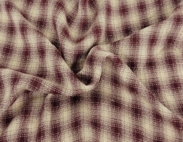 Plaid Rayon Blend Wine Khaki