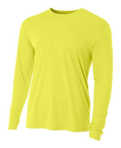 A4 N3165 Cooling Performance Long Sleeve Micro Poly Interlock Fabric - Safety Yellow, 4 Oz, Long Sleeve, UPF 44+ (1 Unit)