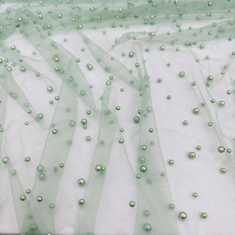 1 Yard Pearl Tulle Fabric Soft Sheer Mesh 58 Inch Width for Bridal Gowns