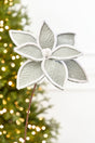 19" x 12" Grey & White Poinsettia Stem