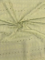 Sage Medium Eyelet Polyester Cotton Fabric - Sage, Small Eyelets, 41"-42" Width