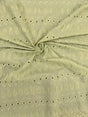 Sage Medium Eyelet Polyester Cotton Fabric - Sage, Small Eyelets, 41"-42" Width