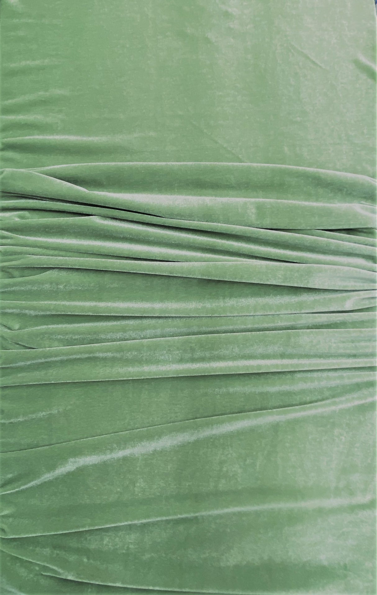 Sage Stretch Velvet Fabric - Sage, Stretch Velvet, 58"-60" Width (1 Yard)