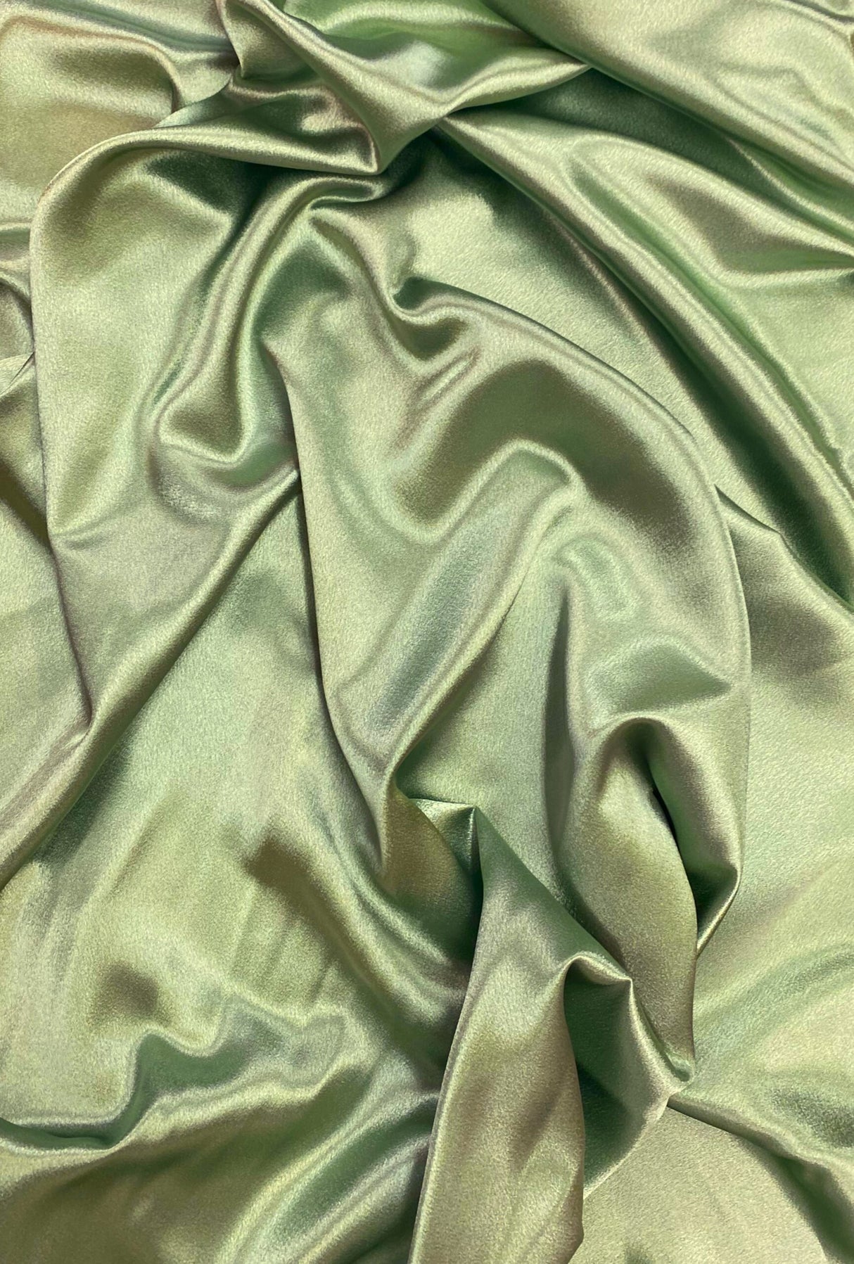 Crepe Satin Polyester Fabric - Sage, 58" Width (1 Yard)