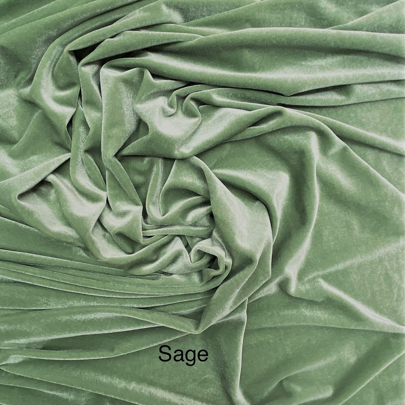 Sage Stretch Velvet Fabric - Sage, Stretch Velvet, 58"-60" Width (1 Yard)