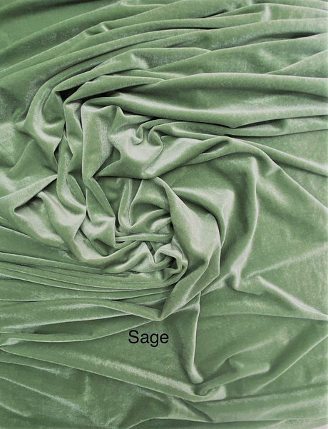 Sage Stretch Velvet Fabric - Sage, Stretch Velvet, 58"-60" Width (1 Yard)