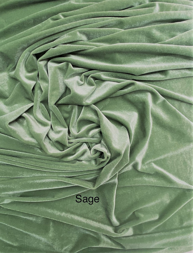 Sage Stretch Velvet Fabric - Sage, Stretch Velvet, 58"-60" Width (1 Yard)