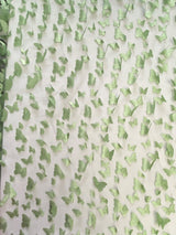 3D Butterflies Sage Polyester Mesh Fabric - Light Weight Satin Butterflies, Sage, 54" Width (1 Yard)
