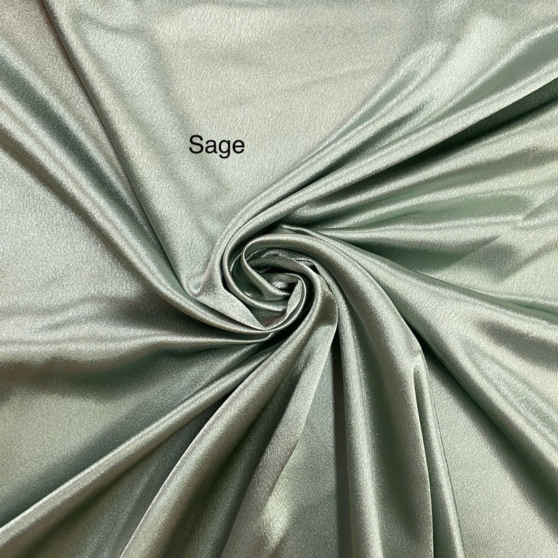 Crepe Satin Polyester Fabric - Sage, 58" Width (1 Yard)
