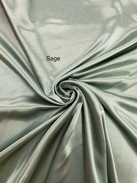 Crepe Satin Polyester Fabric - Sage, 58" Width (1 Yard)