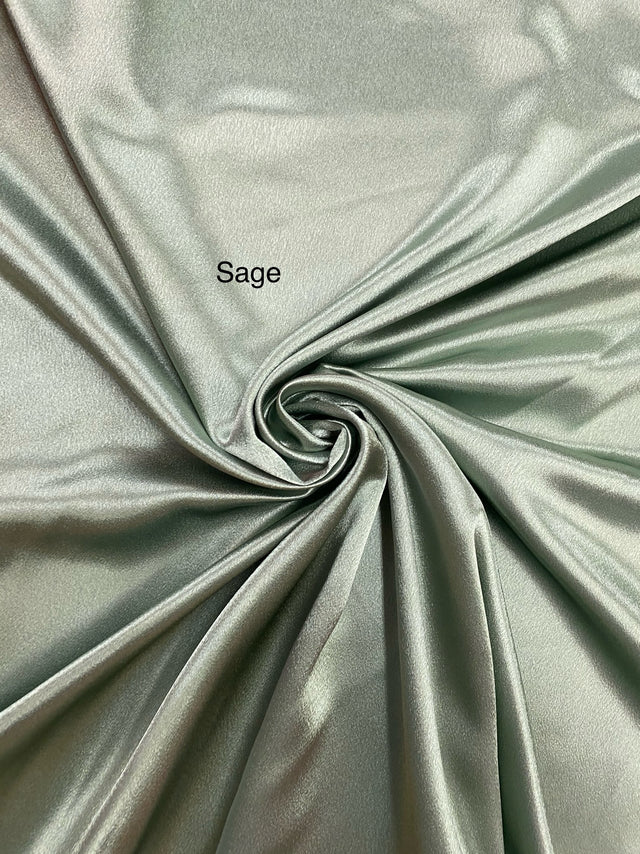 Crepe Satin Polyester Fabric - Sage, 58" Width (1 Yard)