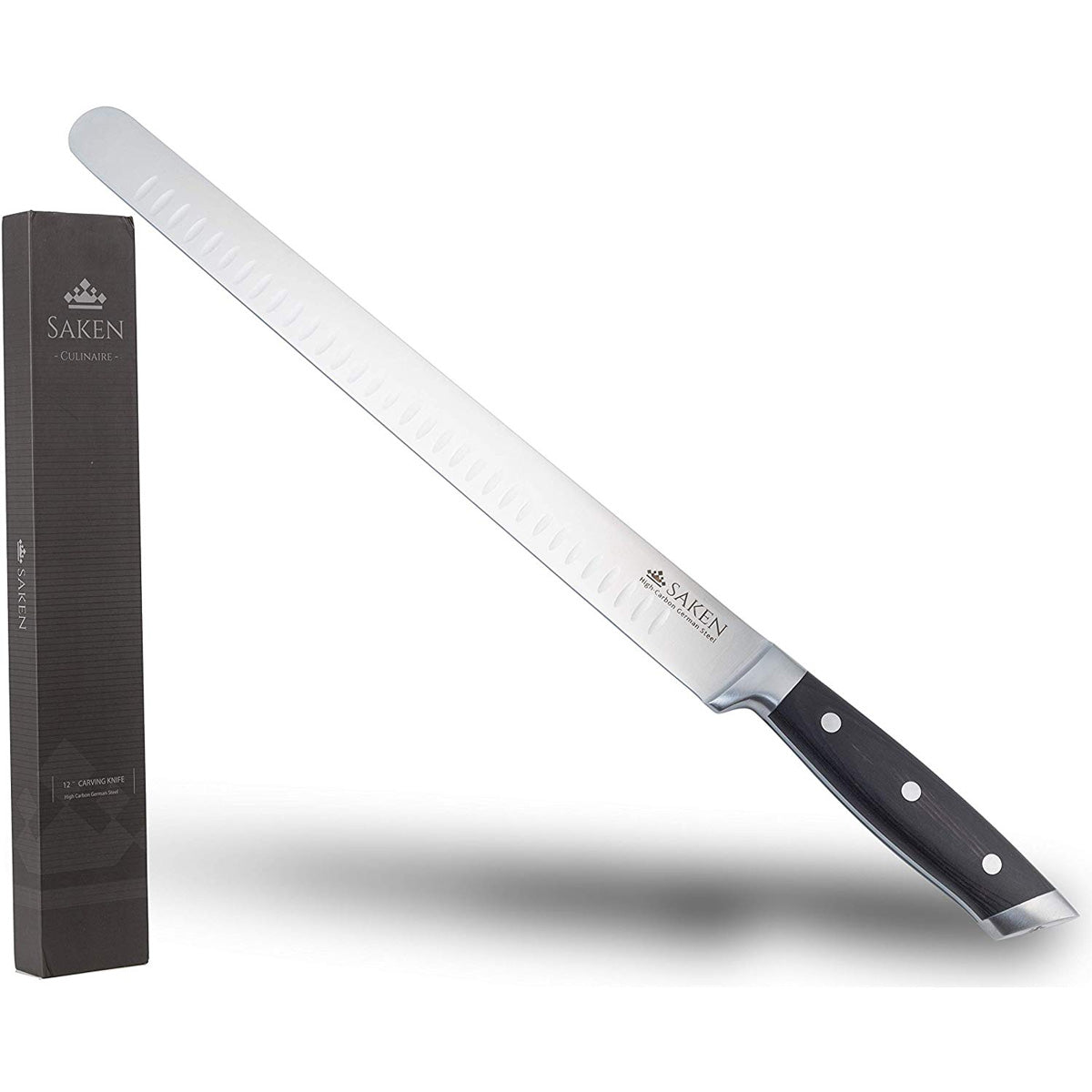 Saken 12" Hollow/Granton/Duo Edge Slicing Carving Knife, German Stainless Steel