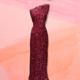 Sequined Lace Fabric Burgundy 48"