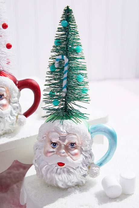 9" Glass Santa Cup Ornament