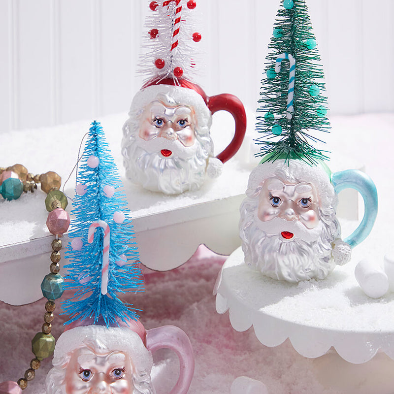 9" Glass Santa Cup Ornament