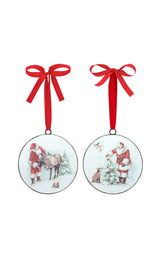 5.75 Inch Santa and Animal Disc Ornament