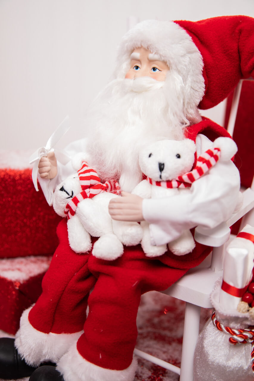 14” Santa in Chair With Bears