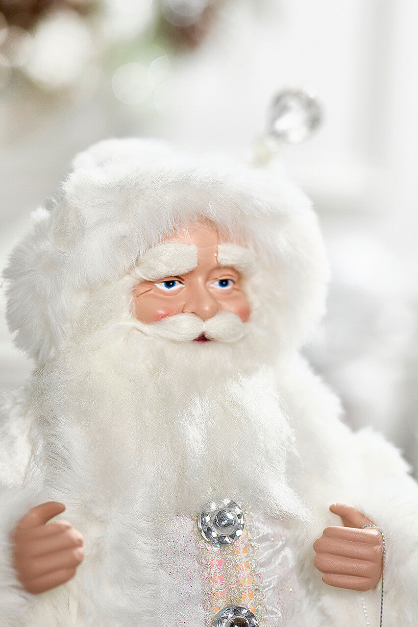 Jewel Winter Santa Figurine 21Inch Fabric Holiday Decor