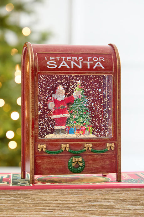 7” Shimmer Santa Mail Box Water Lantern