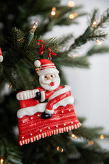 4” Clay Santa on Rooftop Ornament