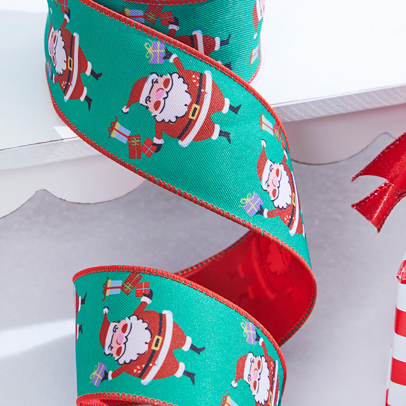 2.5" x 10 Yard Santa Claus Wired Ribbon