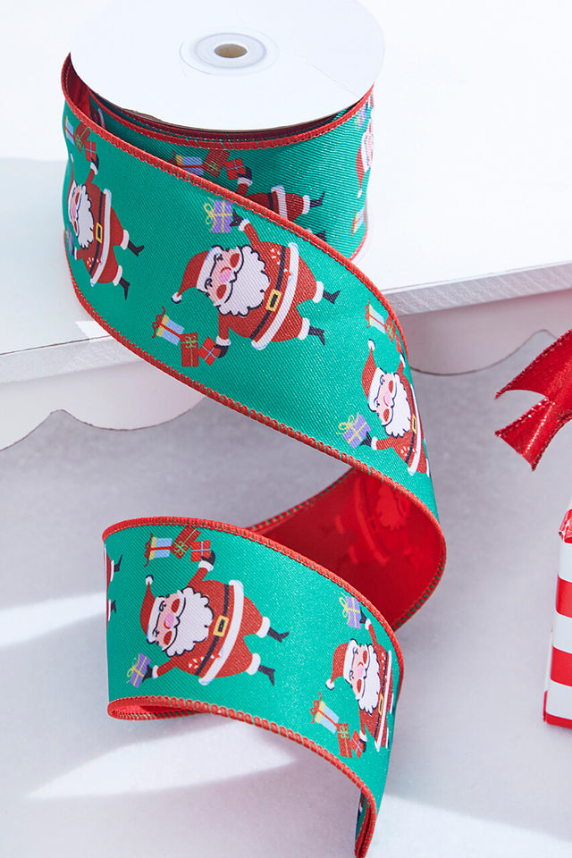 2.5" x 10 Yard Santa Claus Wired Ribbon