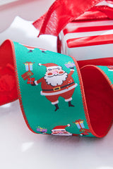 2.5" x 10 Yard Santa Claus Wired Ribbon