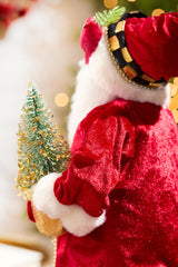 21 Inch Hallelujah Santa with Tree on Base Gold Holiday Christmas Figurine