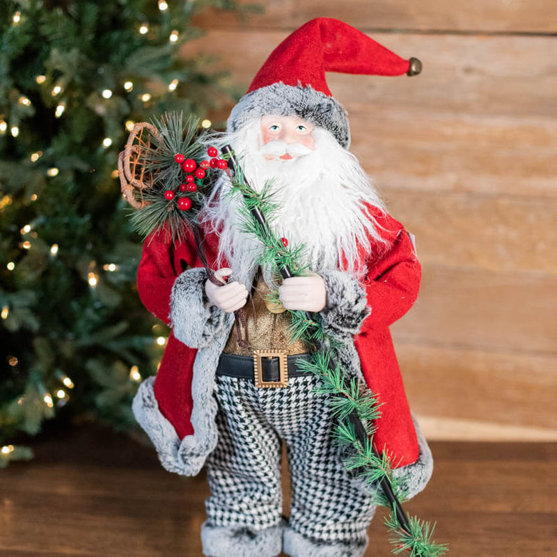 24” Holiday Santa with Houndstooth Pants Figurine
