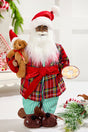 18" African American Santa Figurine with Plaid Robe