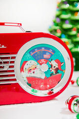 10 Inch North Pole Radio Red Vintage Style Christmas Music Player Battery Operated Holiday Decor Speaker
