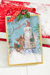 5" Square Snowglobe Santa Ornament