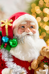 36" Retro Santa With Teddy Bear And Sack