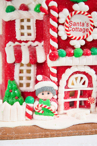 9 Inch Lighted Clay Dough Gingerbread Christmas House