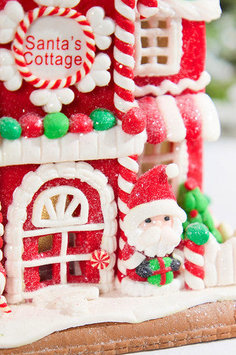 9 Inch Lighted Clay Dough Gingerbread Christmas House