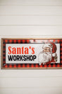 28” Wood and Metal Embossed “Santa’s Workshop” Wall Decor