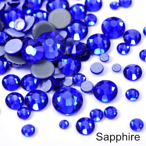 Small Bag Glue On Rhinestones Sapphire Flat Back Rhinestone Fabric - Sapphire, Flat Back, Loose Rhinestones (Small Bag)