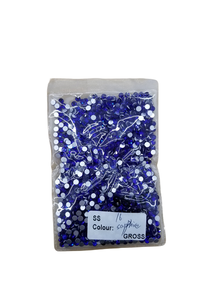 Small Bag Glue On Rhinestones Sapphire Flat Back Rhinestone Fabric - Sapphire, Flat Back, Loose Rhinestones (Small Bag)