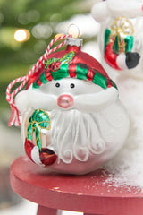 5" Santa Head Glass Ornament