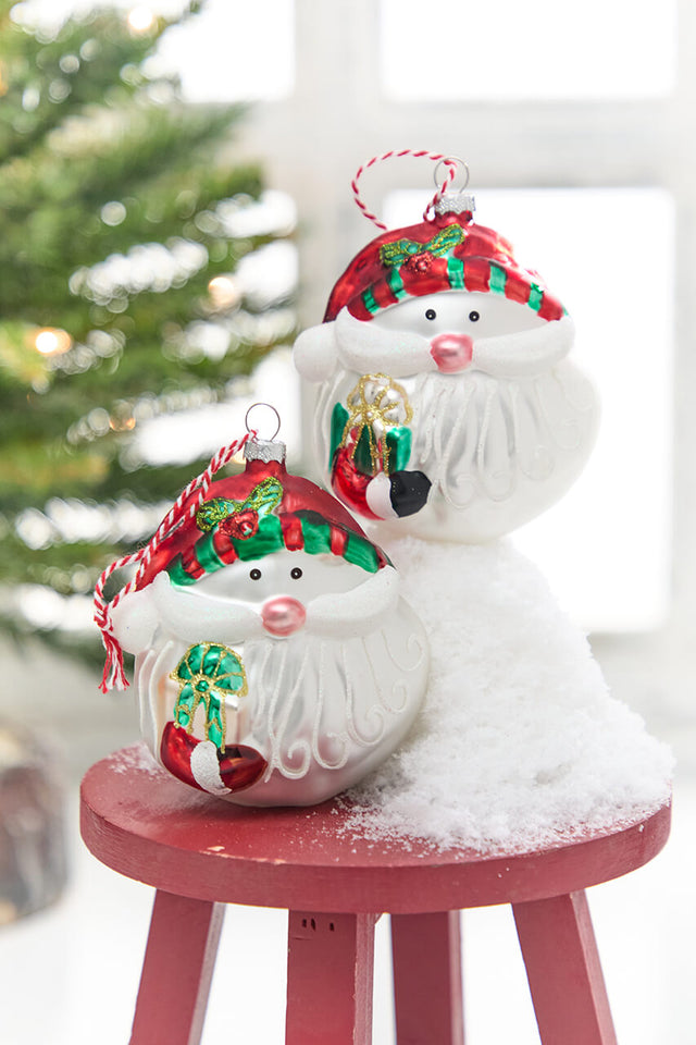 5" Santa Head Glass Ornament