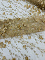 Satin 3D Floral Glitter Lace Fabric - 3D Satin Floral Embroidery With Glitter/Sequin, 54" Width (1 Yard)