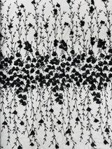 Satin 3D Floral Glitter Lace Fabric - 3D Satin Floral Embroidery With Glitter/Sequin, 54" Width (1 Yard)