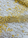 Satin 3D Floral Glitter Lace Fabric - 3D Satin Floral Embroidery With Glitter/Sequin, 54" Width (1 Yard)
