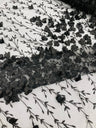 Satin 3D Floral Glitter Lace Fabric - 3D Satin Floral Embroidery With Glitter/Sequin, 54" Width (1 Yard)