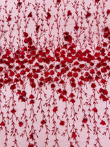 Satin 3D Floral Glitter Lace Fabric - 3D Satin Floral Embroidery With Glitter/Sequin, 54" Width (1 Yard)