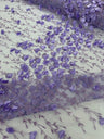 Satin 3D Floral Glitter Lace Fabric - 3D Satin Floral Embroidery With Glitter/Sequin, 54" Width (1 Yard)